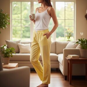 Parke Yellow & White Double Boxer Poplin Pants SZ Medium